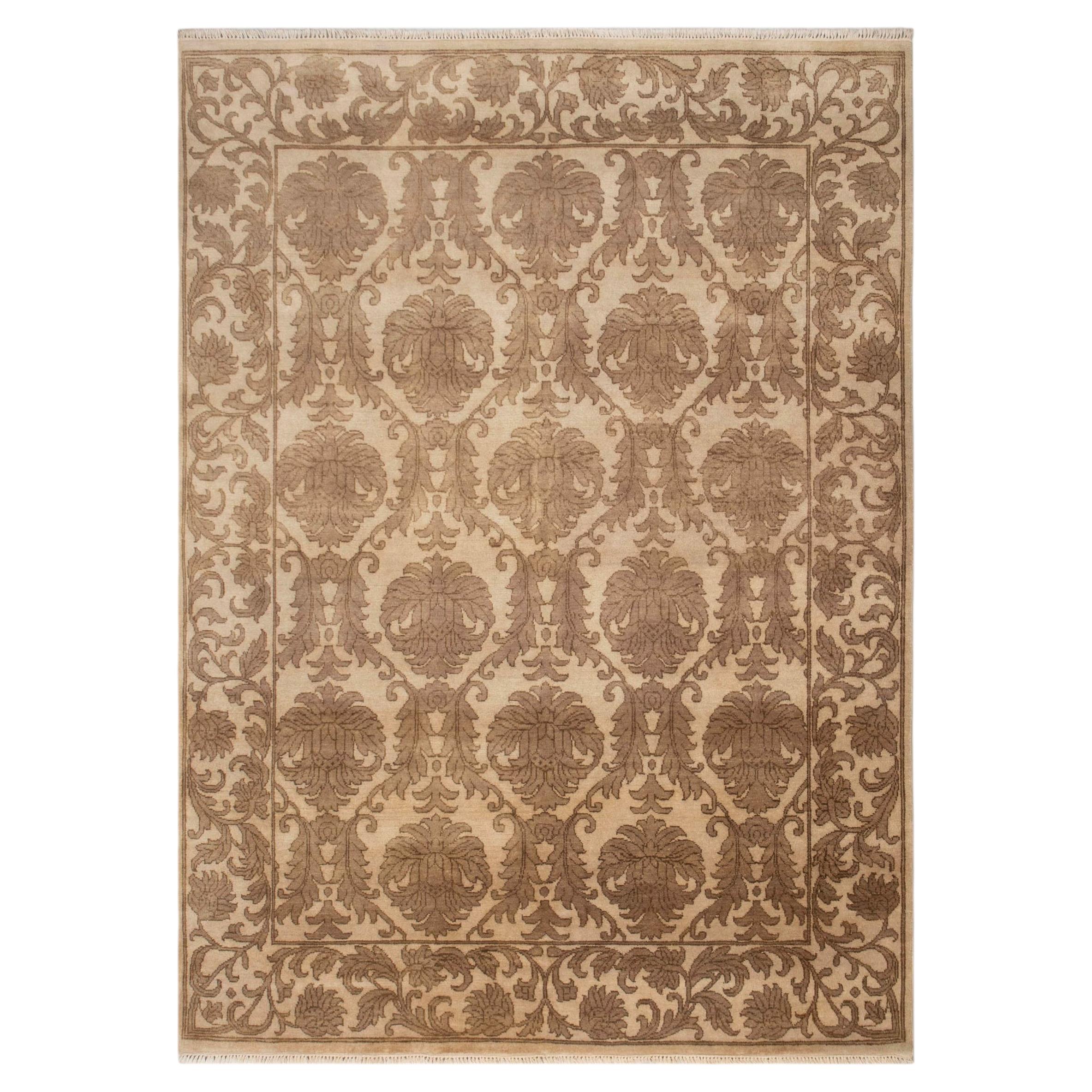 8x10 Beige Brown Turkish Oushak Hand Knotted Wool Rug ( Mt - 60 )
