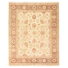8'x10' Beige New Peshawar Ziegler Mahal Design Hand Knotted Wool Oriental Rug