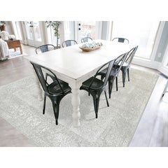 8'x10' Beige Wool and Silk Hand Loomed Fine Jacquard Oriental Rug