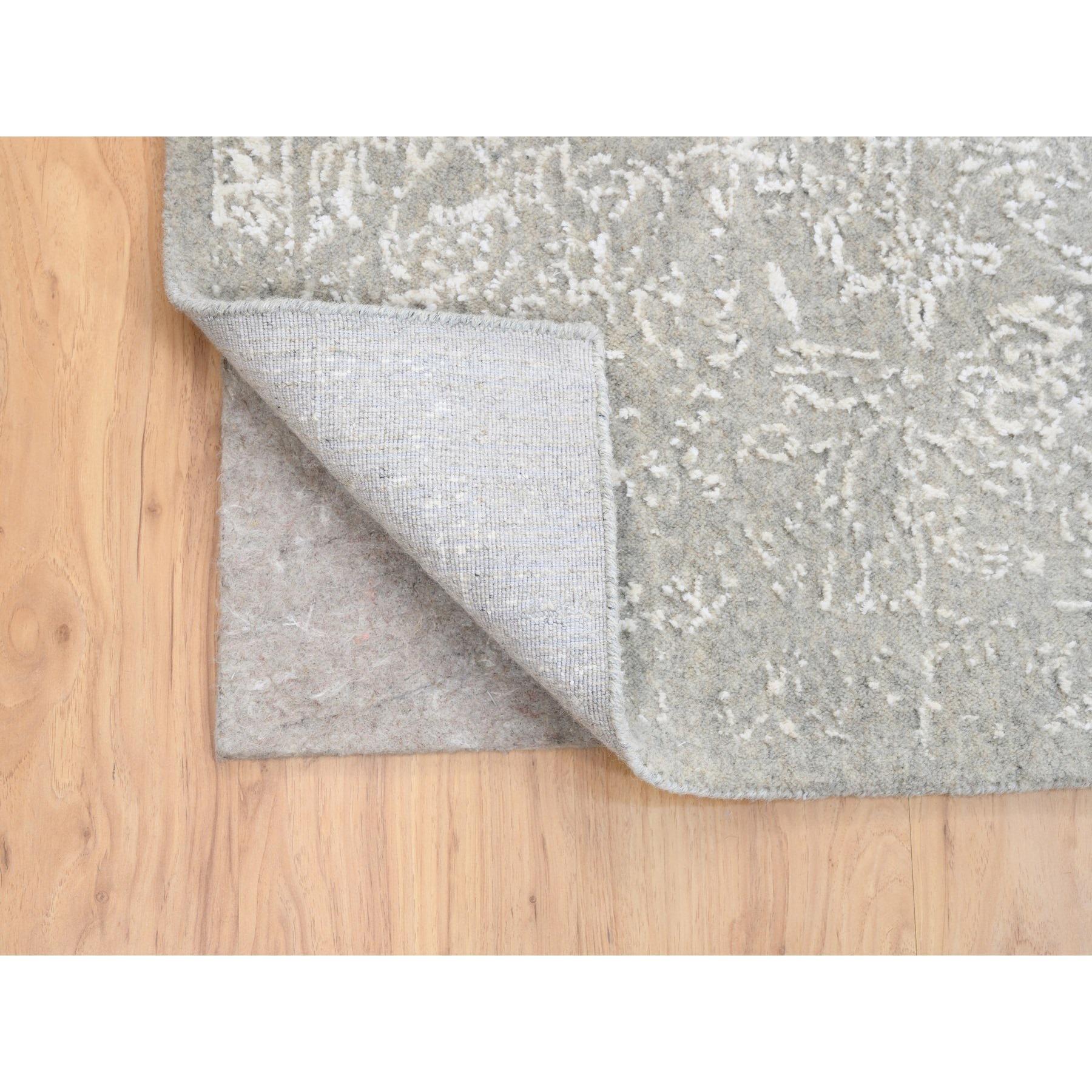 Annodato a mano Tappeto orientale Jacquard 8'x10' Beige in lana e seta lavorato a mano in vendita