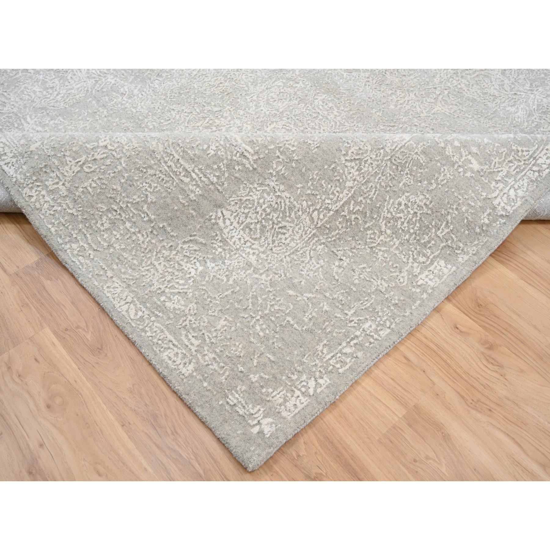 XXI secolo e contemporaneo Tappeto orientale Jacquard 8'x10' Beige in lana e seta lavorato a mano in vendita