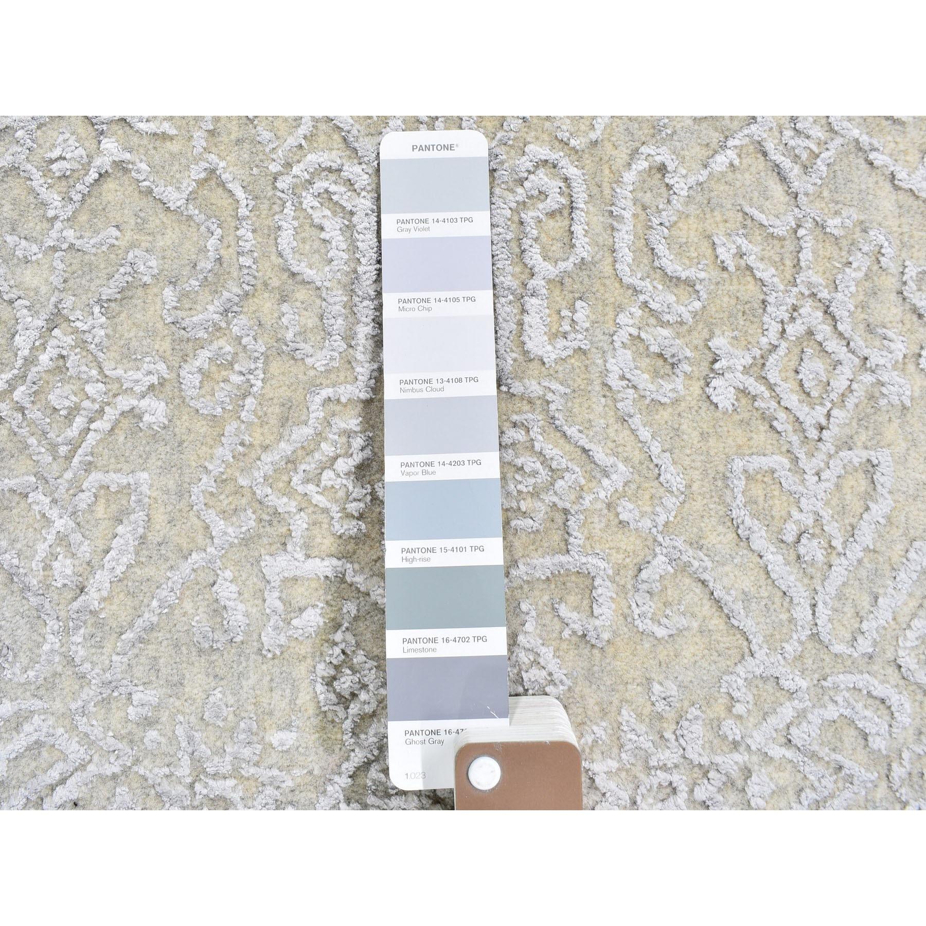 Seta Tappeto orientale Jacquard 8'x10' Beige in lana e seta lavorato a mano in vendita