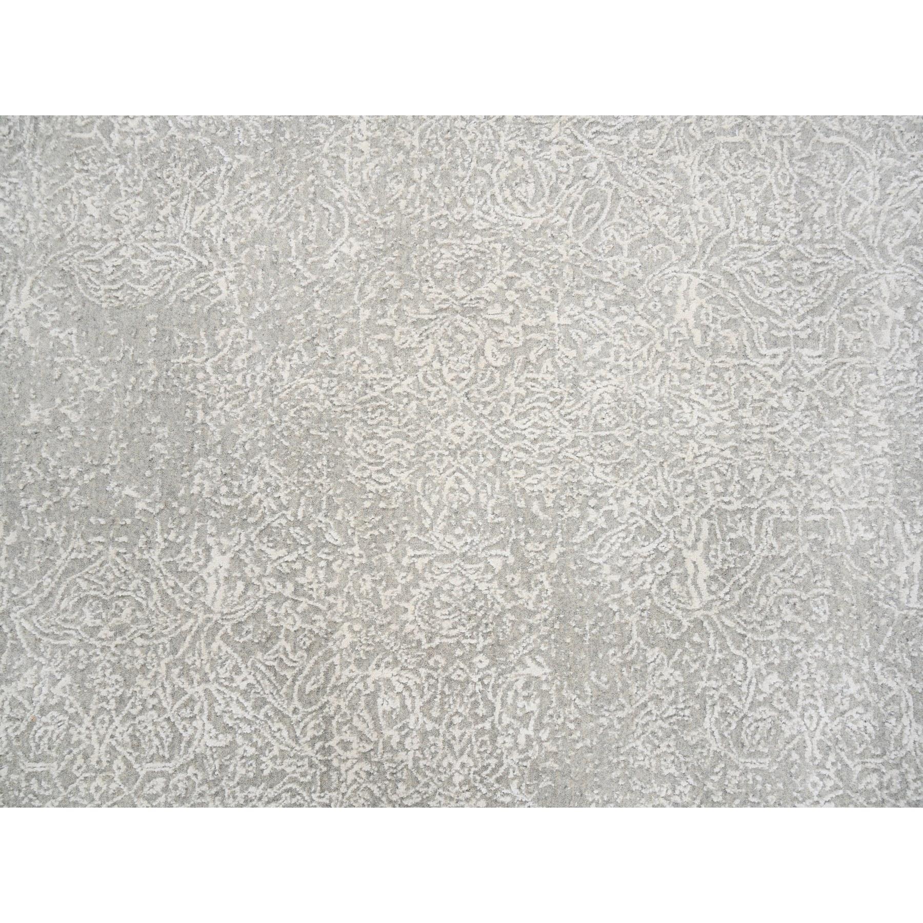 Tappeto orientale Jacquard 8'x10' Beige in lana e seta lavorato a mano in vendita 1