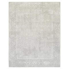 8'x10' Beige Wool and Silk Hand Loomed Fine Jacquard Oriental Rug