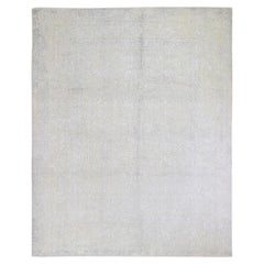 8'x10' Beige Wool and Silk Hand Loomed Fine Jacquard Oriental Rug
