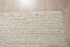 8x10 Bespoke Delicate Ivory Open Field Contemporary Handmade Wool Carpet Rug