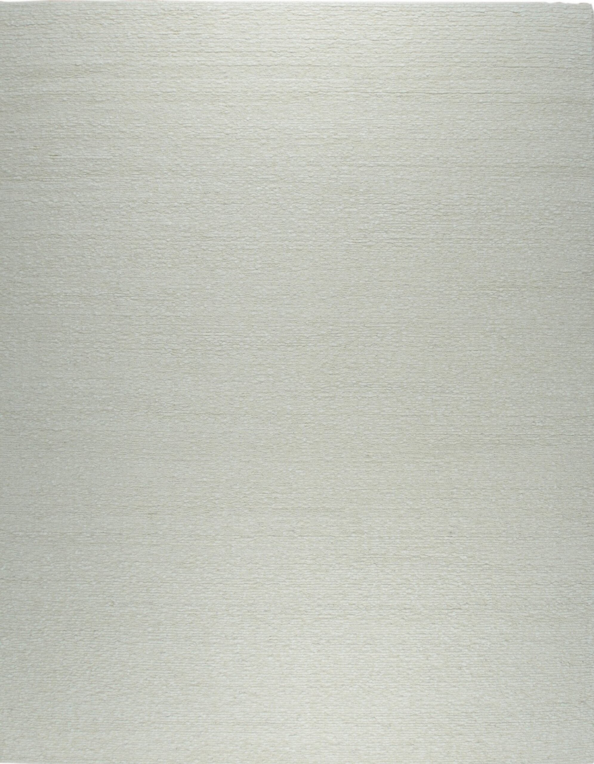 8x10 Bespoke Delicate Ivory Open Field Contemporary Handmade Wool Carpet Rug