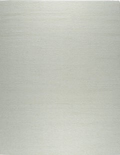 8x10 Bespoke Delicate Ivory Open Field Contemporary Handmade Wool Carpet Rug