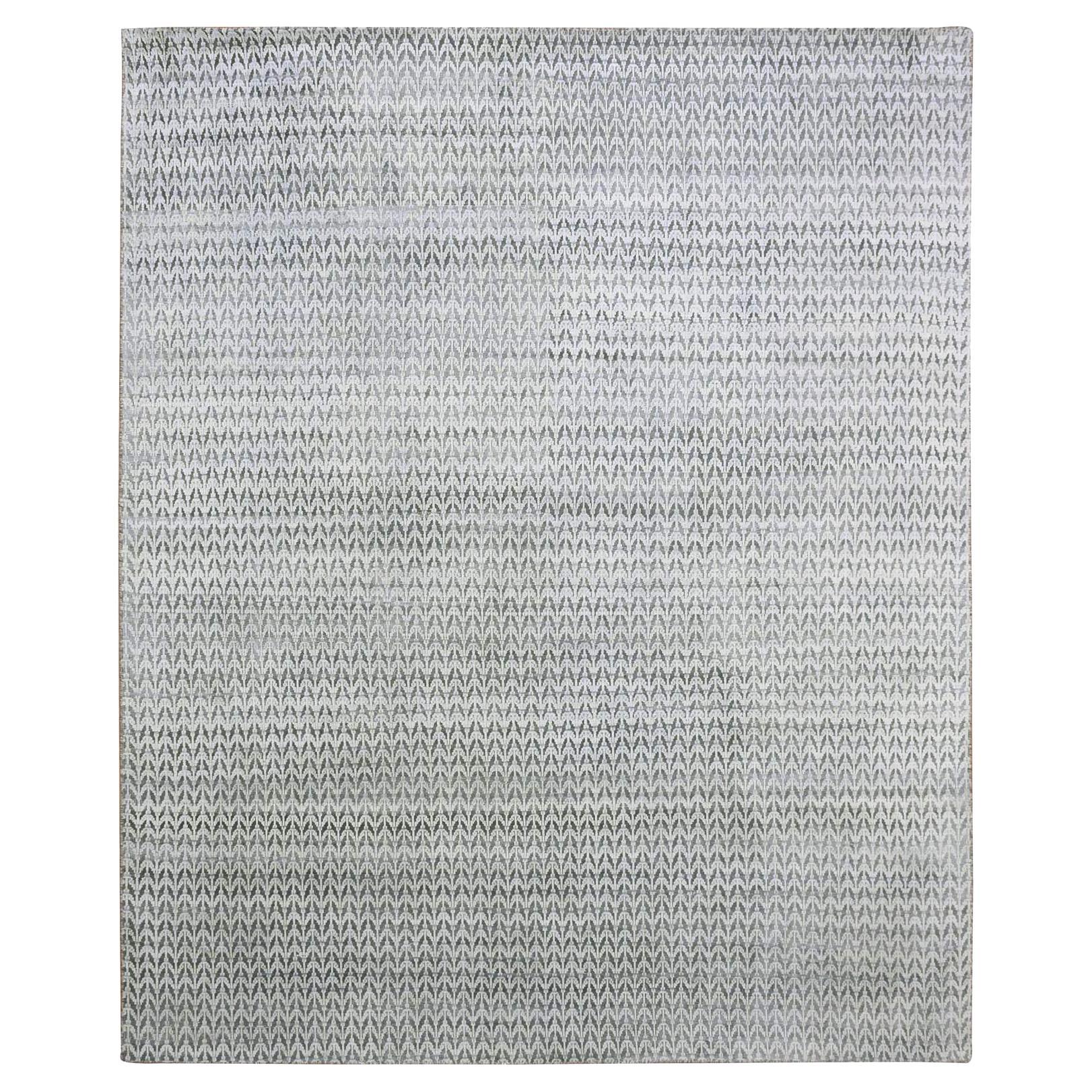 8
x10
Black, Pure Raised Silk Hand Knotted, Repetitive Pattern Wool Rug