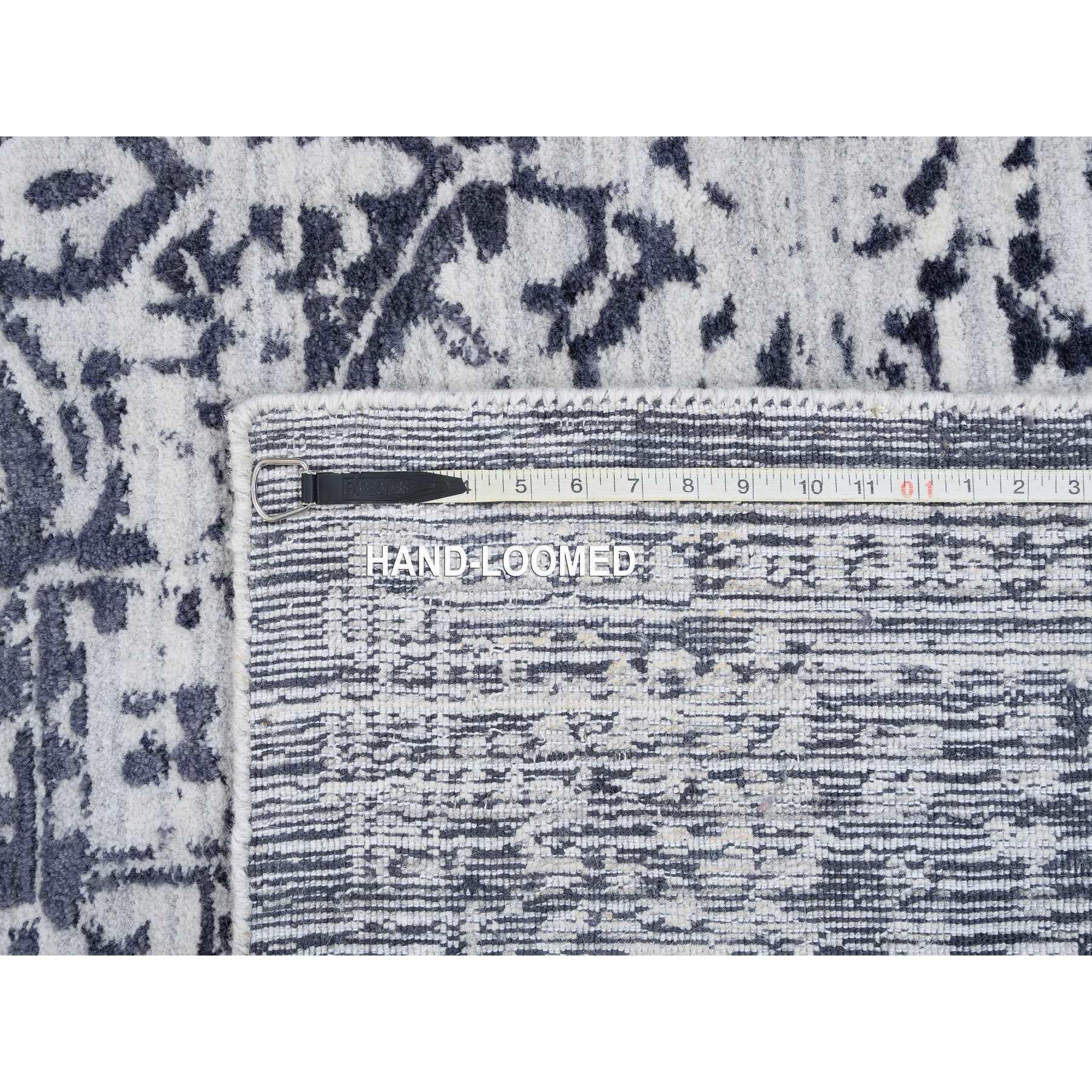8'x10' Black Wool and Silk Hand Loomed Erased Serapi Heriz Design Rug For Sale 4