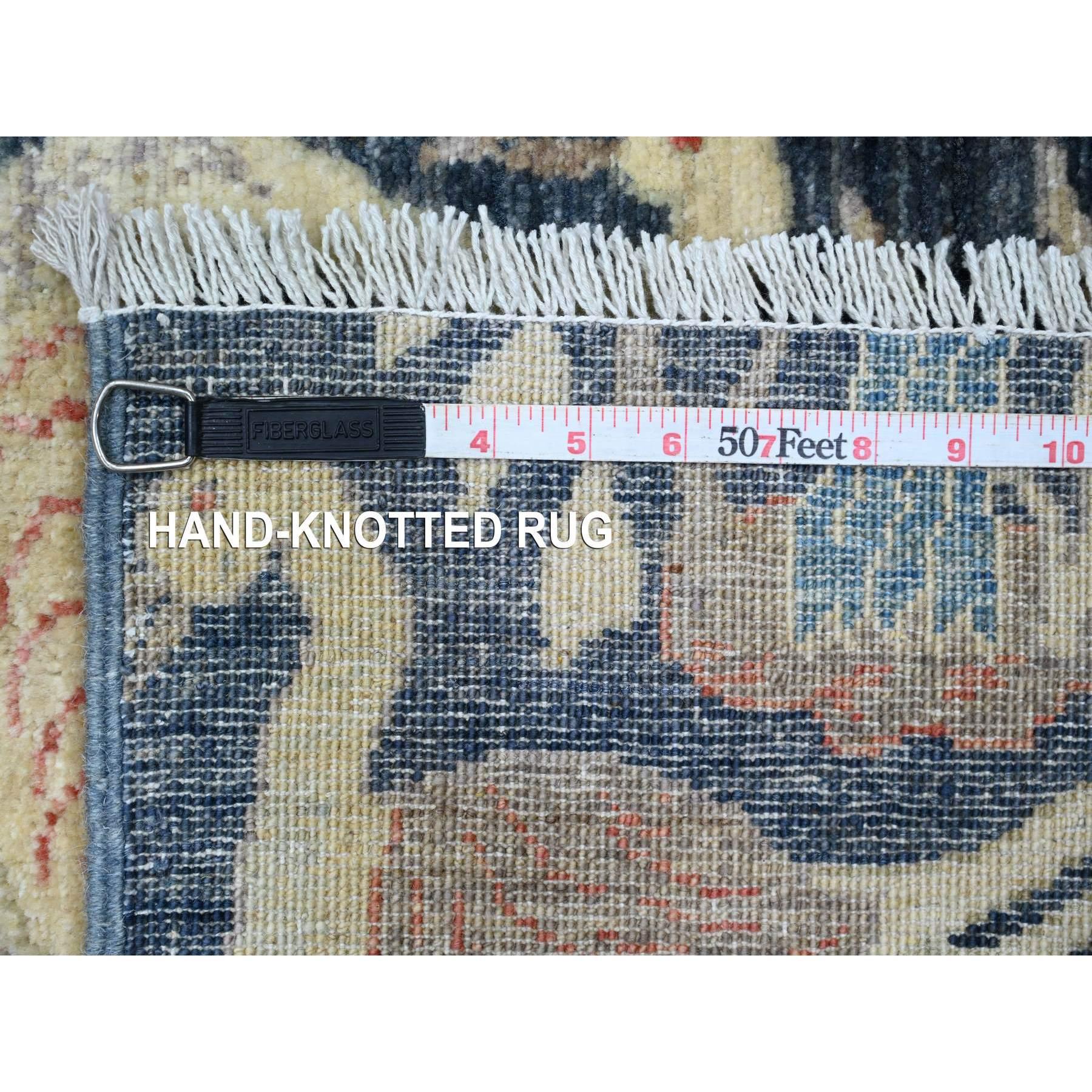 8'x10' Blue Afghan Peshawar Birds of Paradise Design Hand Knotted Soft Wool Rug im Angebot 3