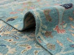 8x10 Blue Birds Peacock Garden Hand Knotted Oushak Wool Rug ( JC-13553 )