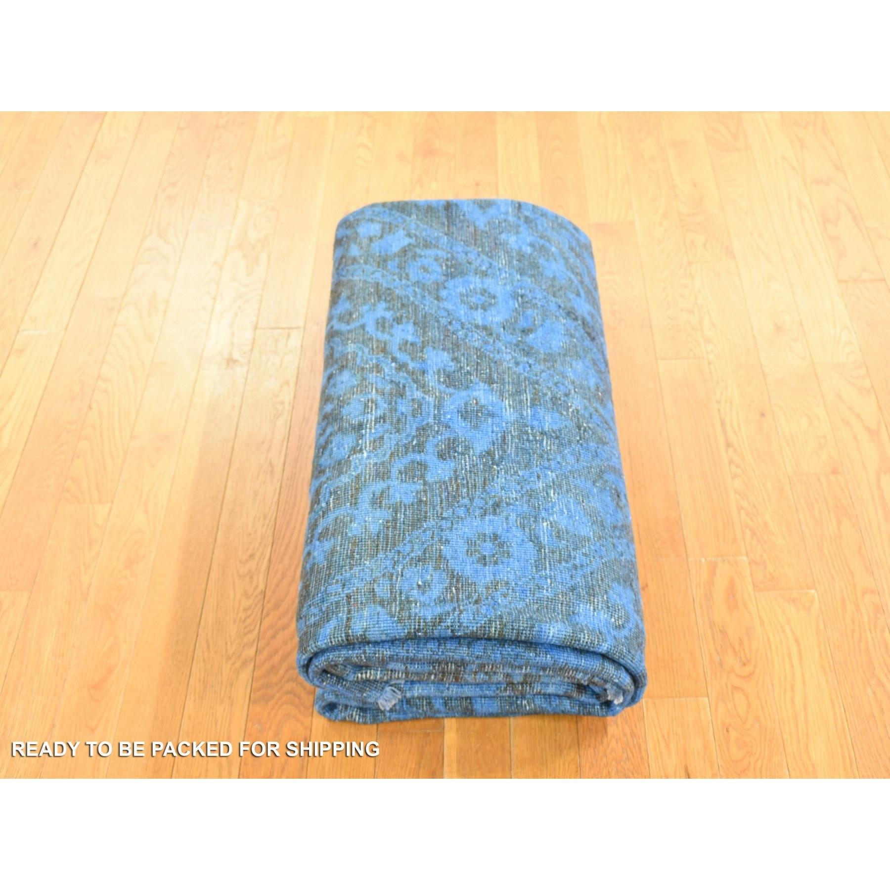 8'x10' Blau, handgeknüpft aus weicher Wolle, gefärbt mit großem Mughal Design-Teppich im Angebot 4