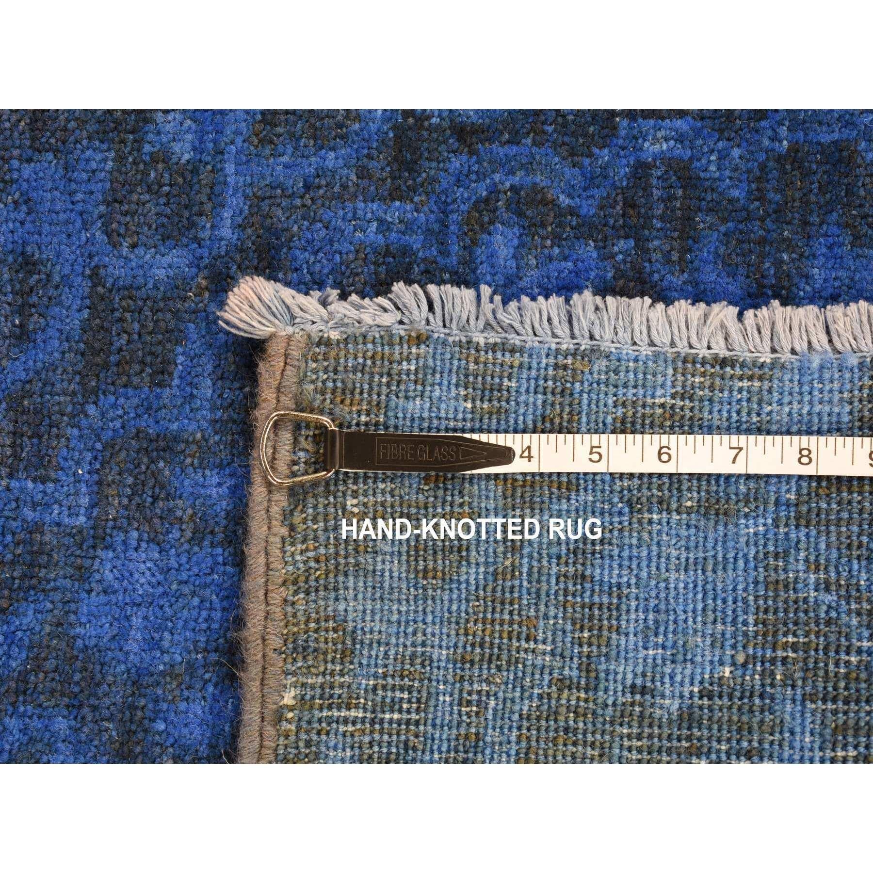 8'x10' Blau, handgeknüpft aus weicher Wolle, gefärbt mit großem Mughal Design-Teppich im Angebot 6