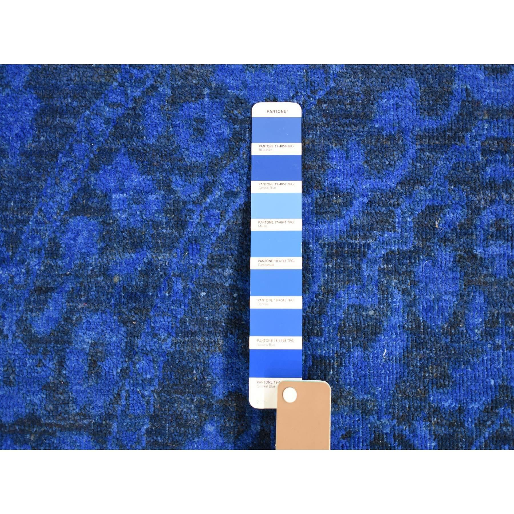 8'x10' Blau, handgeknüpft aus weicher Wolle, gefärbt mit großem Mughal Design-Teppich im Angebot 2