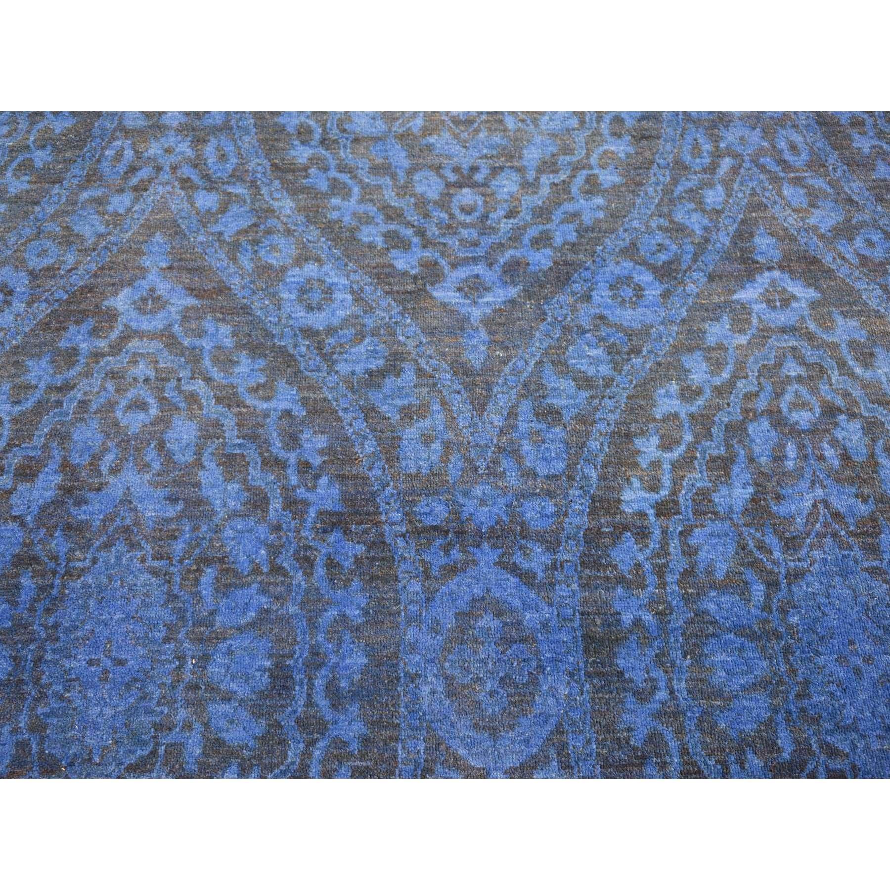 8'x10' Blau, handgeknüpft aus weicher Wolle, gefärbt mit großem Mughal Design-Teppich im Angebot 3