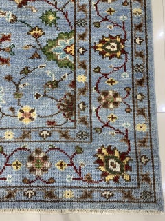 8x10 Azul Anudada a Mano Lana Floral Cielo Clásica Alfombra Tradicional Moderna