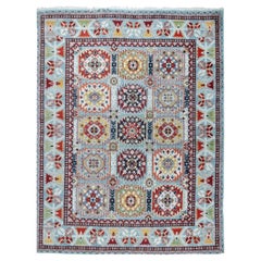 8x10 Blue Hand-Knotted Wool Jeweled Medallion Classic Traditional Carpet Rug