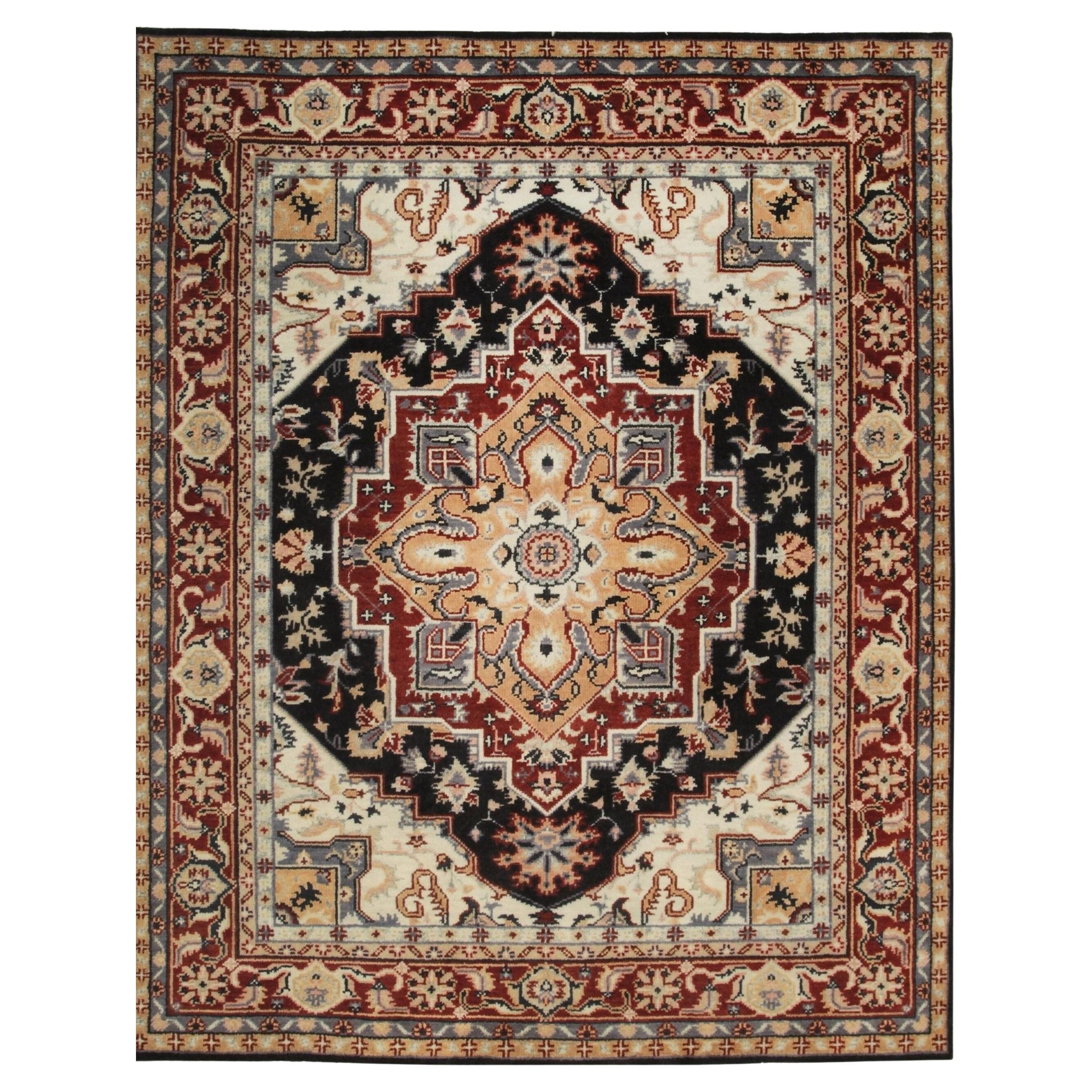 8x10 Blue Hand-Knotted Wool Octagonal Medallion Geometric Modern Carpet Rug