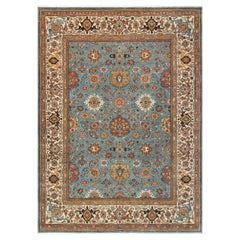 8x10 Blue Ivory Persian Hand Knotted Wool Rug ( G-13546)