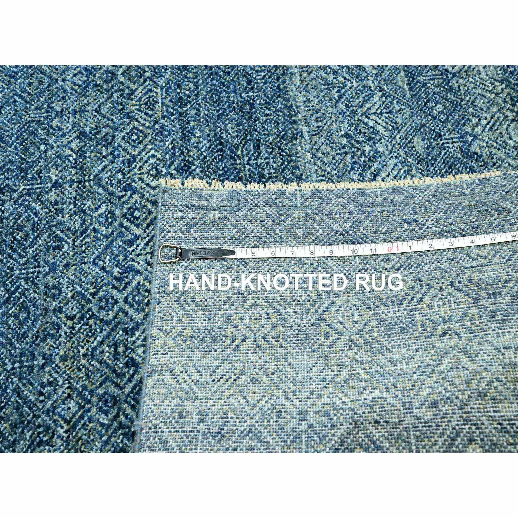 8'x10' Blue Kohinoor Herat Repetitive Diamond Pattern Hand Knots Rugs (Tapis de laine noué à la main) en vente 3