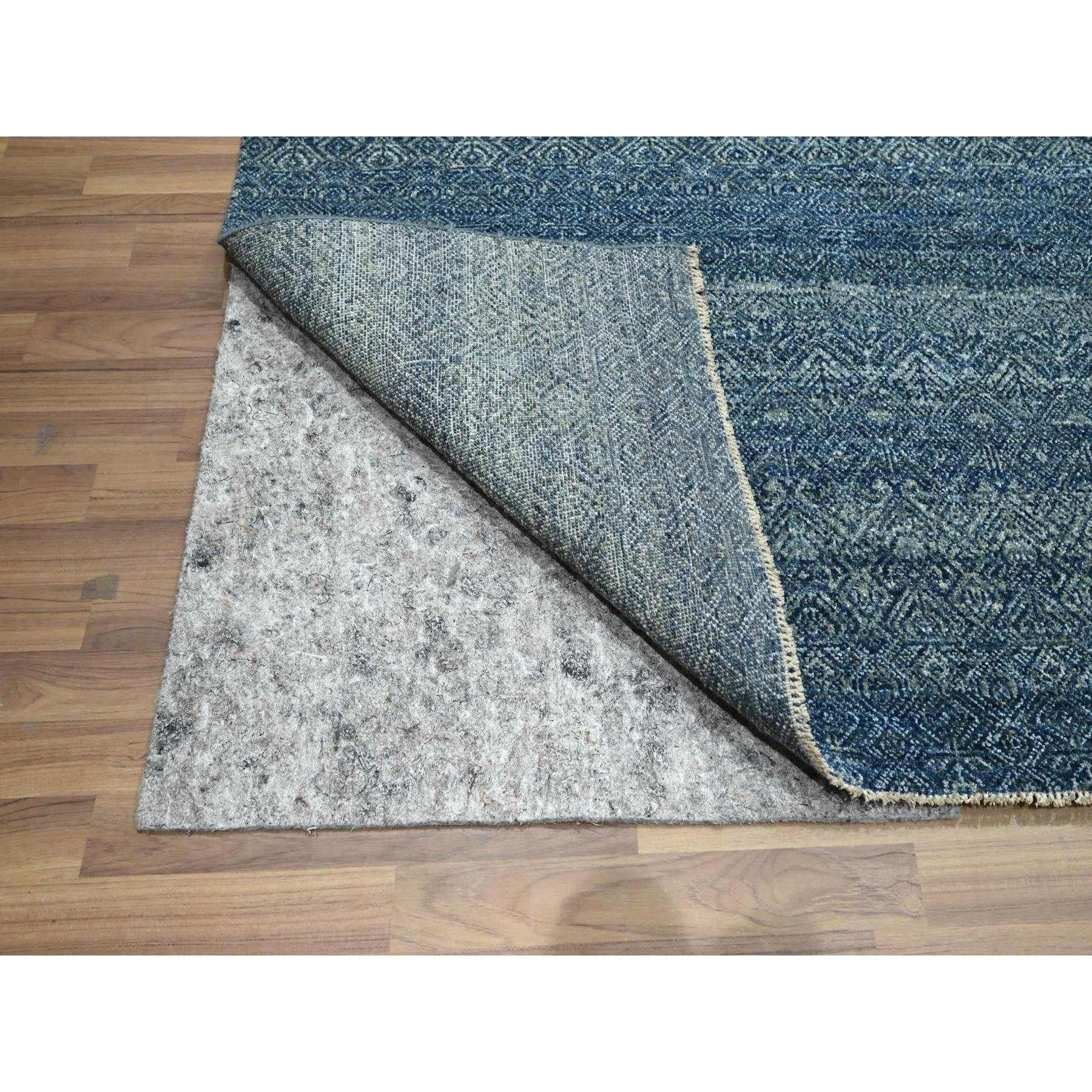 Indien 8'x10' Blue Kohinoor Herat Repetitive Diamond Pattern Hand Knots Rugs (Tapis de laine noué à la main) en vente