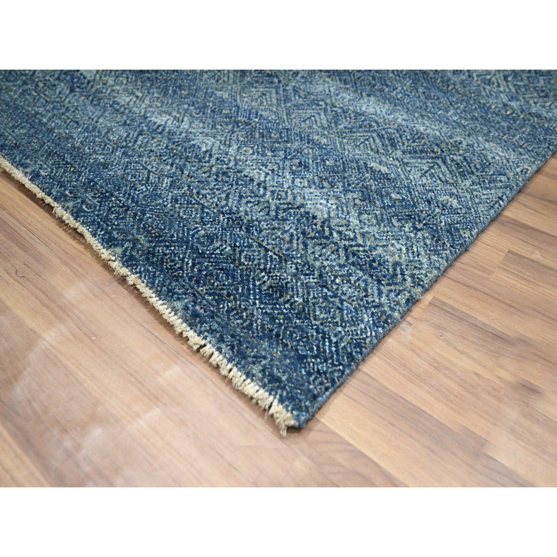 8'x10' Blue Kohinoor Herat Repetitive Diamond Pattern Hand Knots Rugs (Tapis de laine noué à la main) Neuf - En vente à Carlstadt, NJ