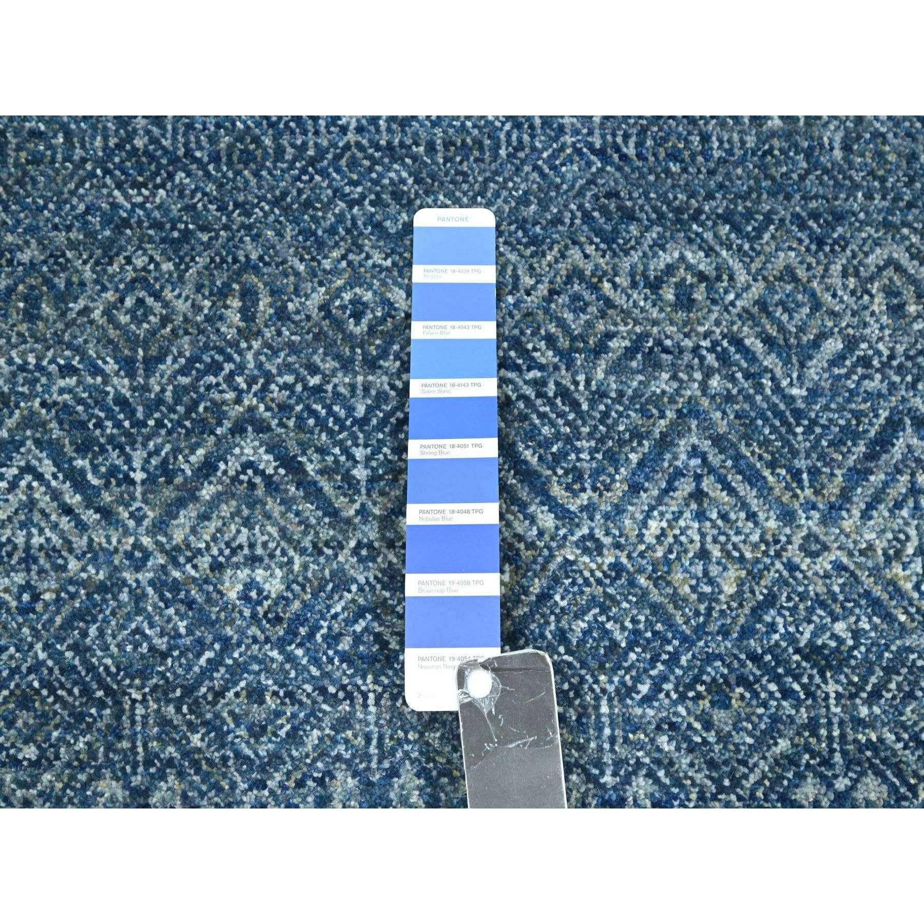 XXIe siècle et contemporain 8'x10' Blue Kohinoor Herat Repetitive Diamond Pattern Hand Knots Rugs (Tapis de laine noué à la main) en vente