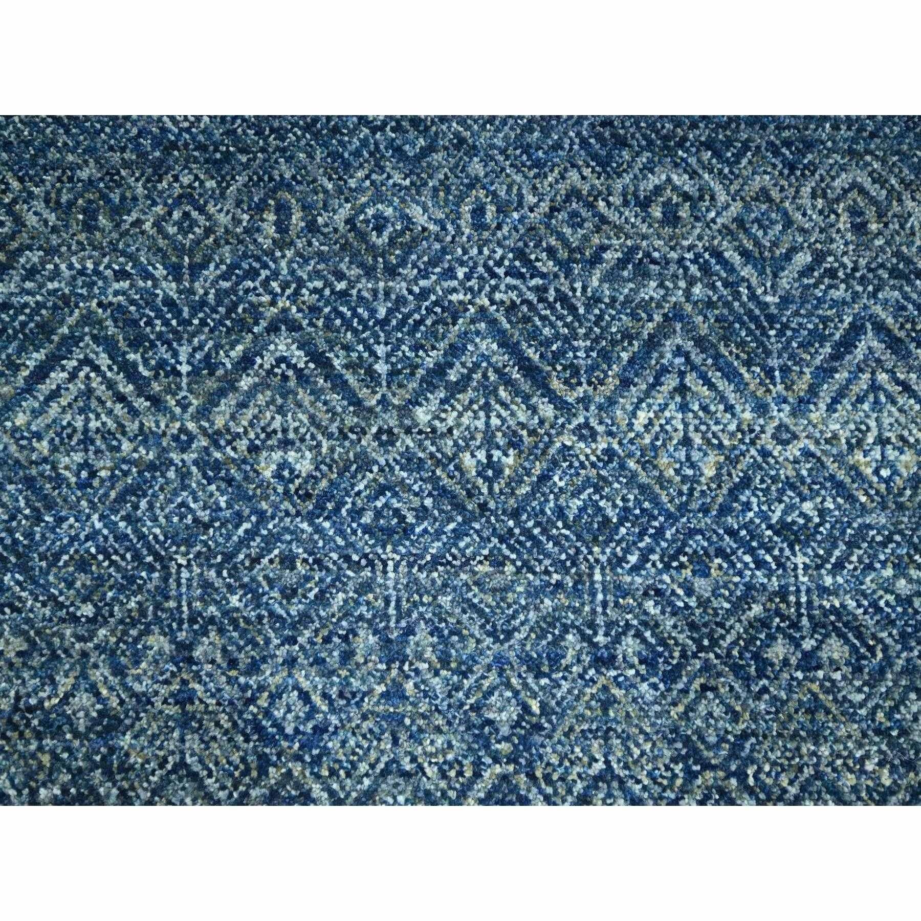 Laine 8'x10' Blue Kohinoor Herat Repetitive Diamond Pattern Hand Knots Rugs (Tapis de laine noué à la main) en vente