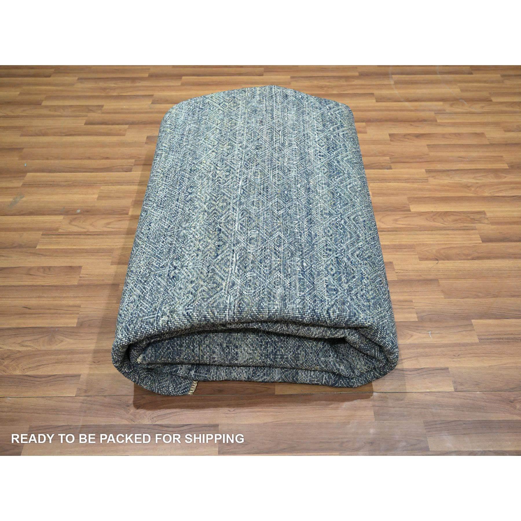8'x10' Blue Kohinoor Herat Repetitive Diamond Pattern Hand Knots Rugs (Tapis de laine noué à la main) en vente 1