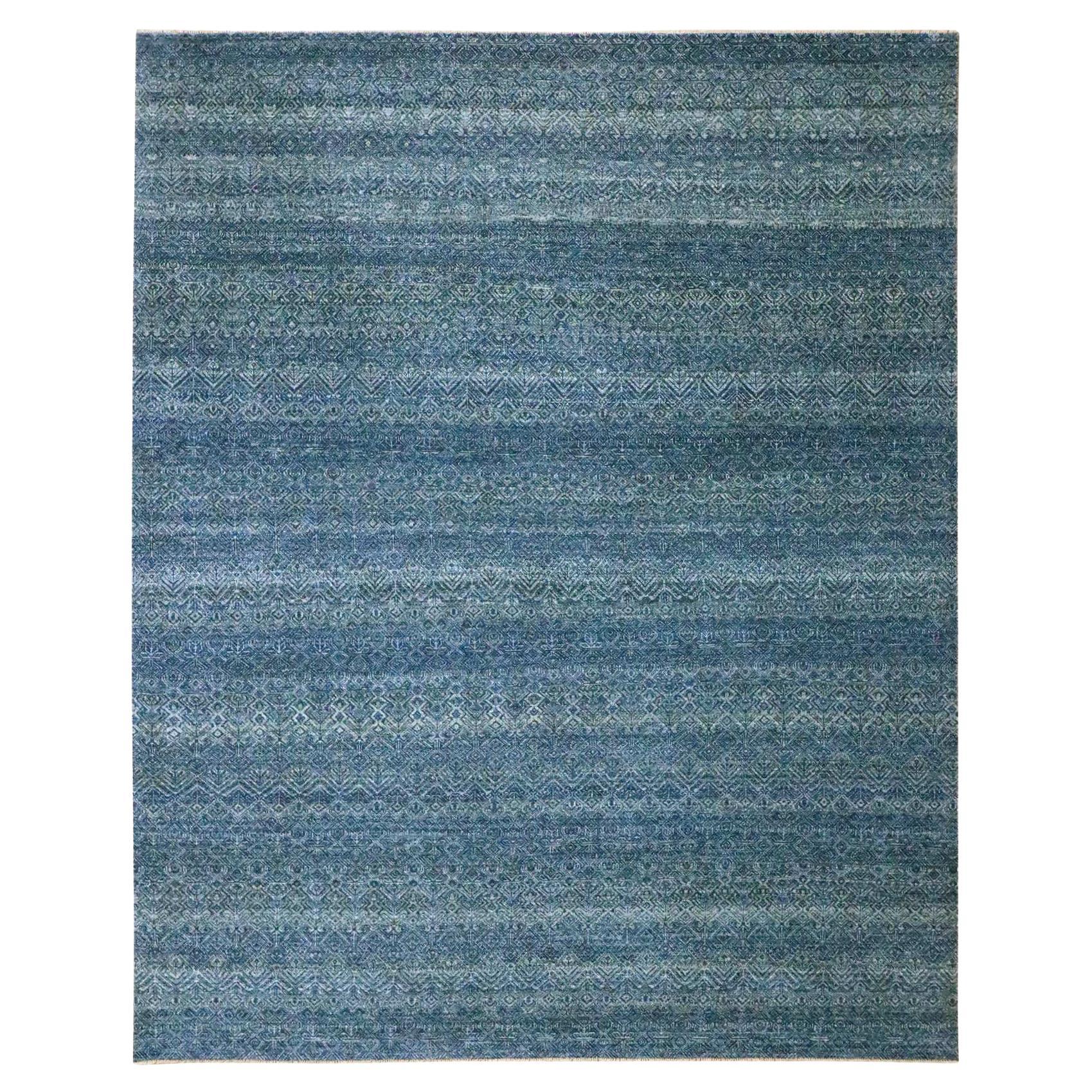 8'x10' Blauer Kohinoor Herat Wiederholtes Rautenmuster Handgeknüpfter Wollteppich