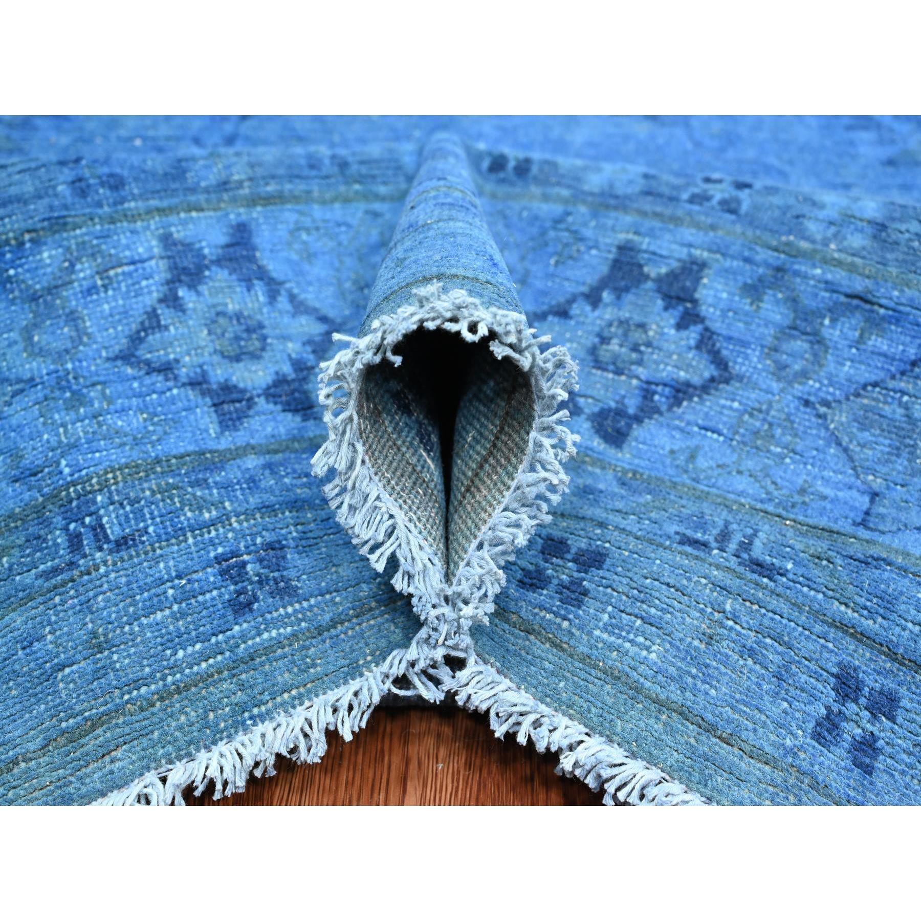 8'x10' Blue Overdyed Kazak Star Medallion Design Pure Wool Hand Knotted Rug In New Condition For Sale In Carlstadt, NJ