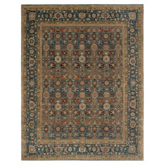 8x10 Blue Persian Mina Khani Style Hand Knotted Wool Rug ( G-13328)