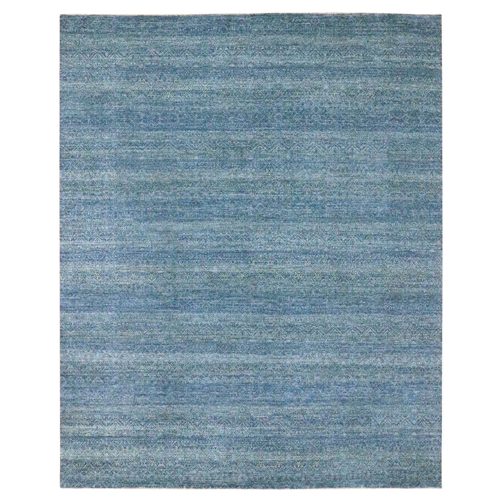 8
x10
Blu Small Design geometrico ripetitivo a diamante Tappeto di lana annodato a mano