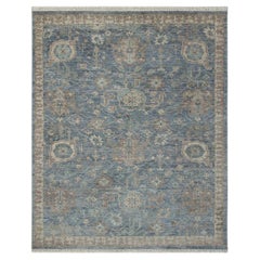 8x10 Bluish Gray Vintage Distressed Oushak Wool Rug ( G - 13420 )