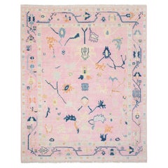 8x10 Blush Pink Abstract Hand-Knotted Wool Oushak Rug ( JC-8204)