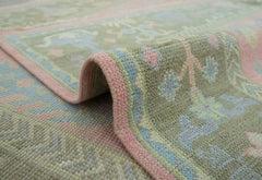 8x10 Blush Pink and Teal Tree Tree of Life Hand Knotted Persian Rug ( JC-8055 )