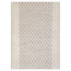 8x10 Brown Chequered Moroccan Hand Knotted Wool Rug ( JC -301 )