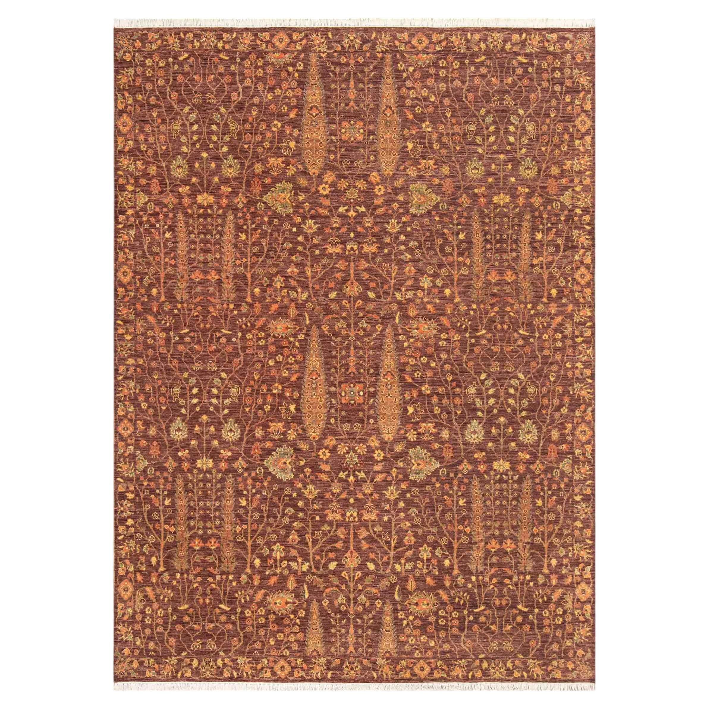 8x10 Brown Gold Cypress Tree Of Persian Hand Knotted Wool Rug ( JC-9670 )