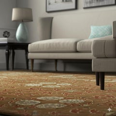 8x10 Brown Hand-Knotted Wool Floral Trellis European Modern Carpet Rug