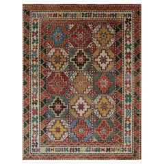 8x10 Brown Hand-Knotted Wool Tiled Starburst Classic Traditional Carpet Rug