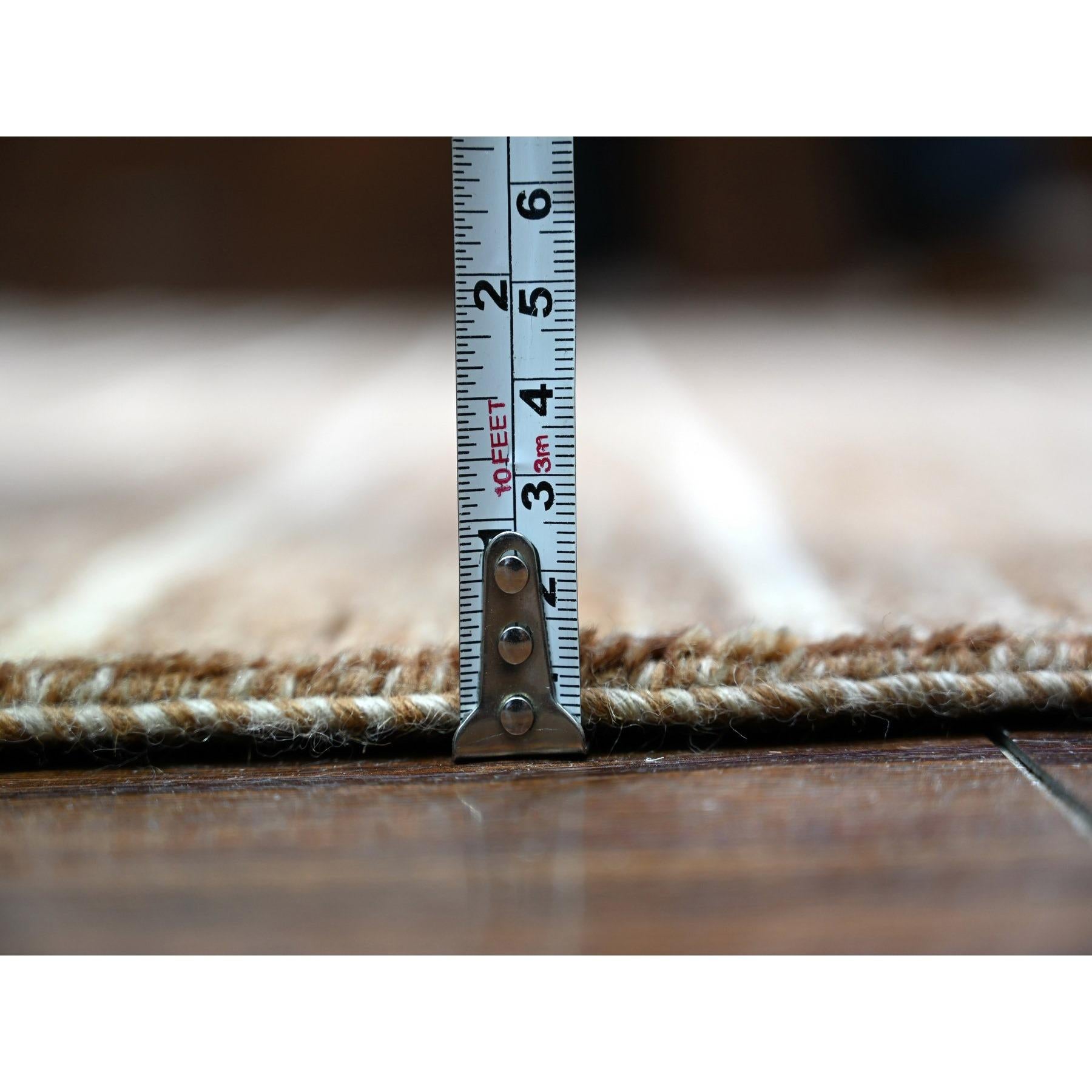 8'x10' Brown On Clearance Striped Modern Gabbeh Hand Knotted Pure Wool Rug For Sale 5