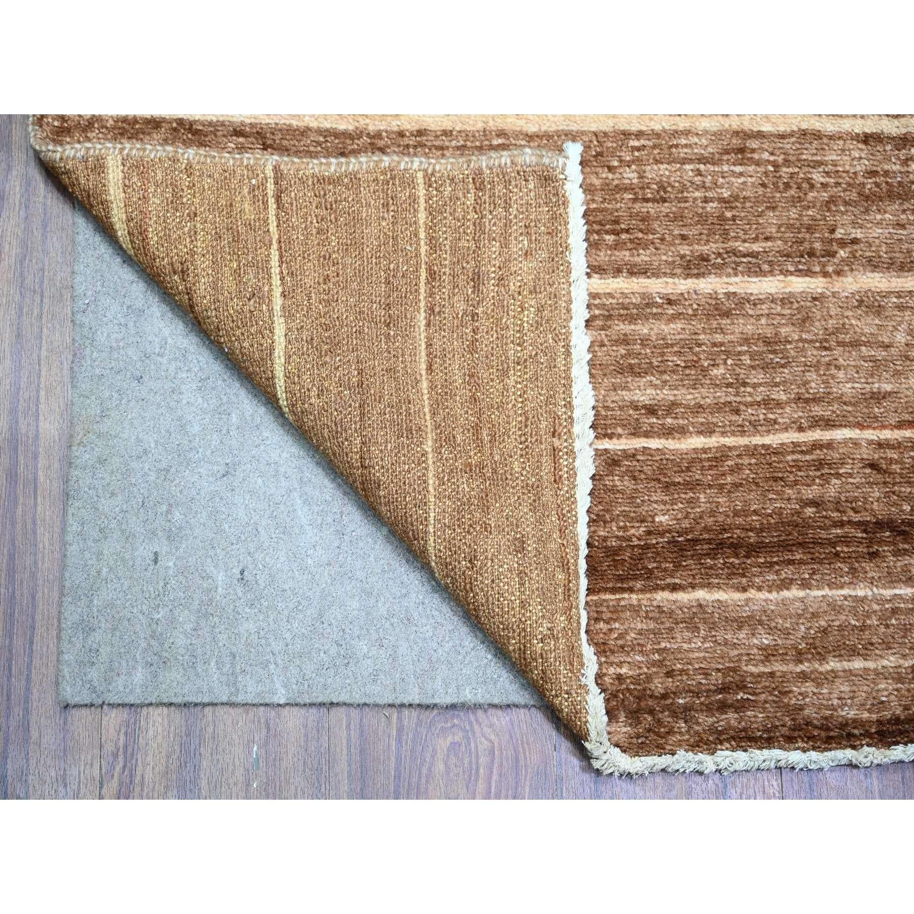8'x10' Brown On Clearance Striped Modern Gabbeh Hand Knotted Pure Wool Rug In New Condition For Sale In Carlstadt, NJ