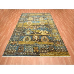 8'x10' Brown Persian Tabriz Design with Floral Elements Hand Knotted Wool Rug