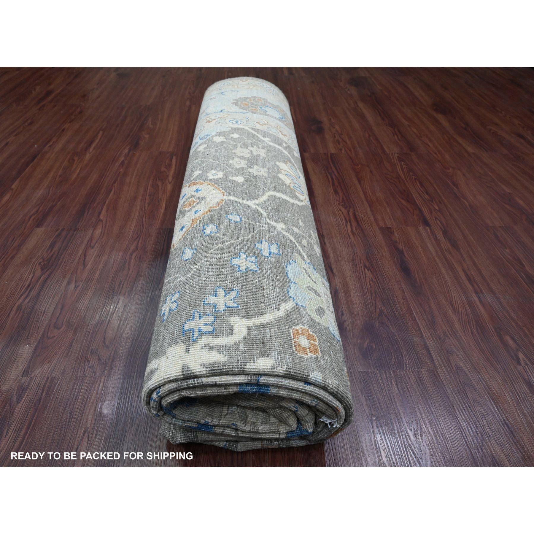 8'x10' Brauner Peshawar Ziegler Mahal Design Bergwolle Handgeknüpfter Teppich im Angebot 2