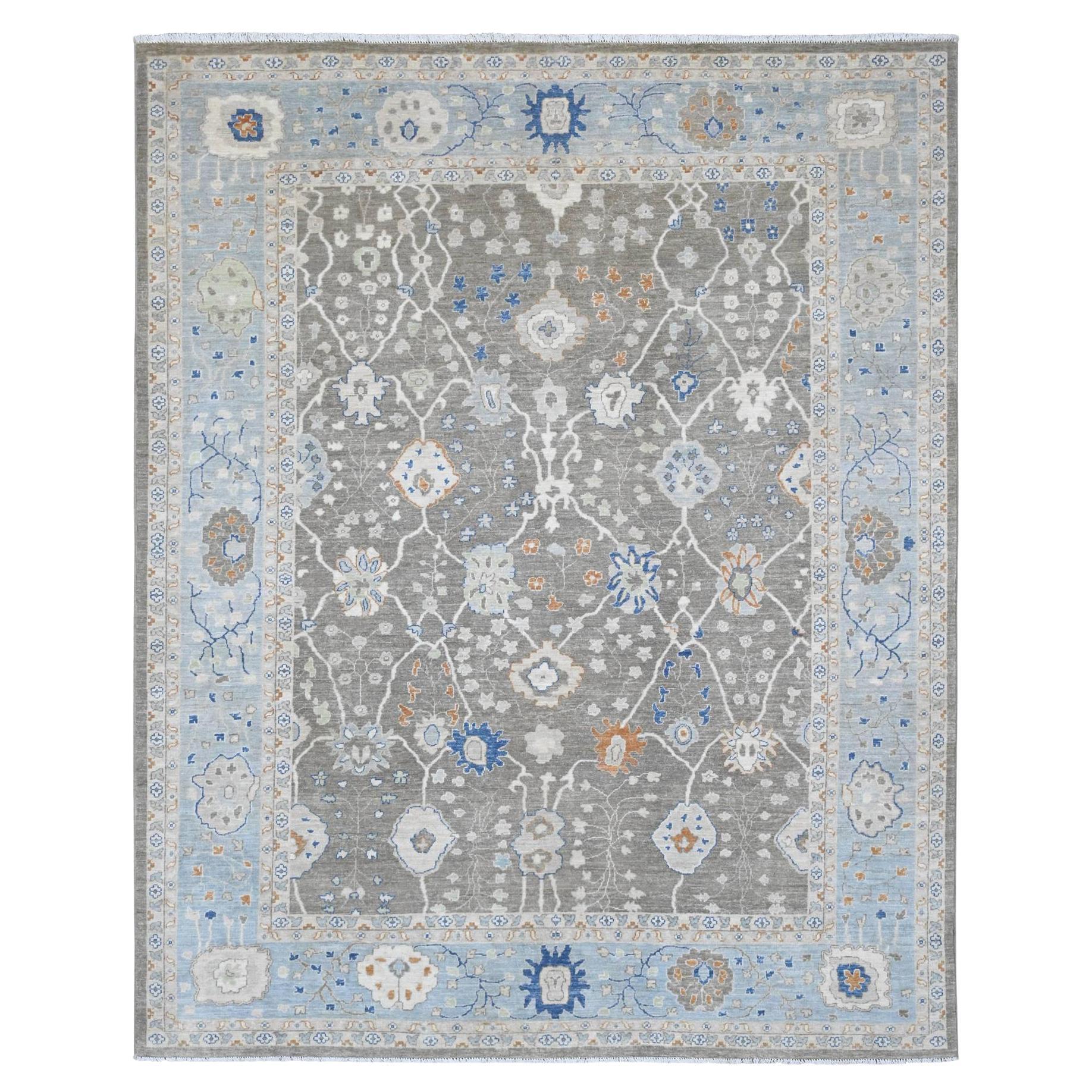 8'x10' Brauner Peshawar Ziegler Mahal Design Bergwolle Handgeknüpfter Teppich im Angebot
