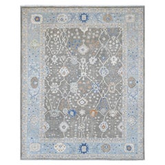 8'x10' Brauner Peshawar Ziegler Mahal Design Bergwolle Handgeknüpfter Teppich