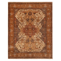 8x10 Brown Rust Persian Inspired Hand Knotted Wool Rug ( OAC-5)