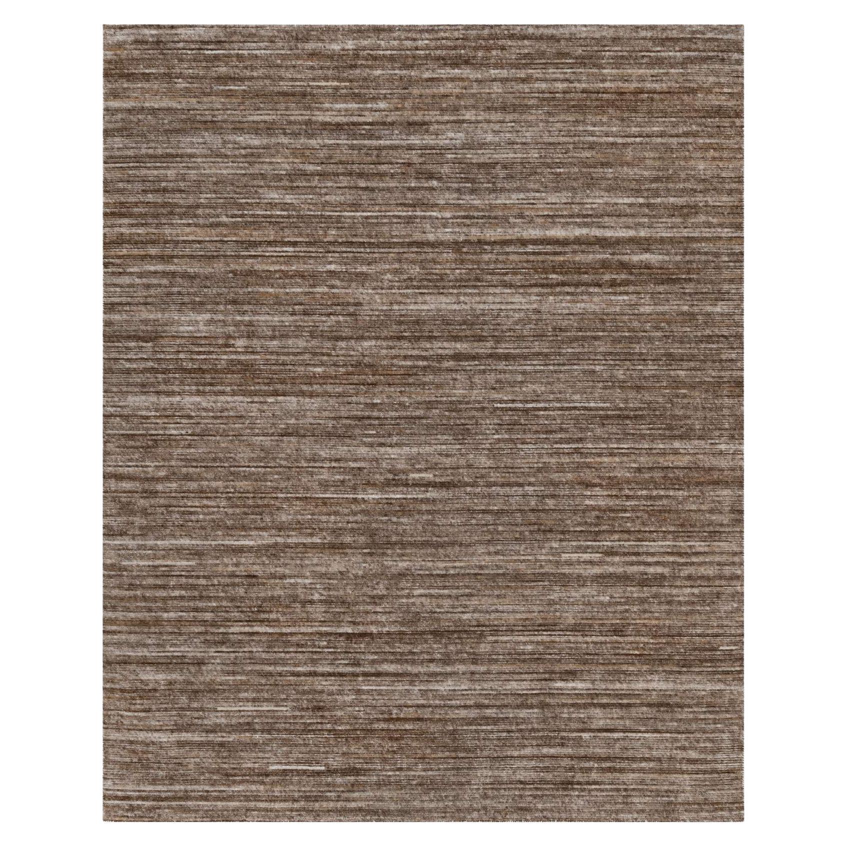 Tappeto da esterno per interni con struttura variegata marrone e design moderno, lavorato a mano in vendita