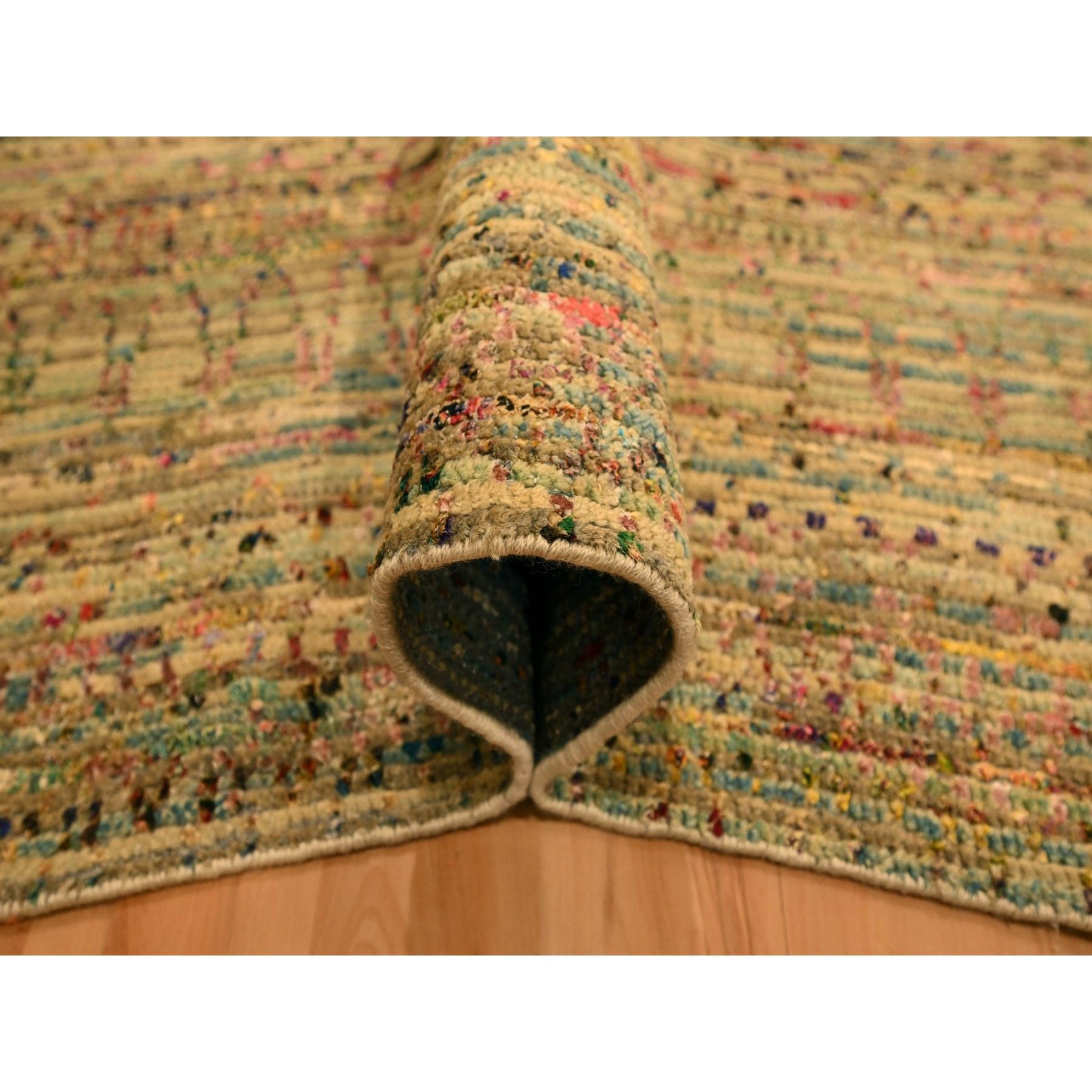 8'x10' Alfombra Oriental Anudada a Mano de Lana Marrón y Seda Sari con Diseño de Hierba Anudado a mano en venta